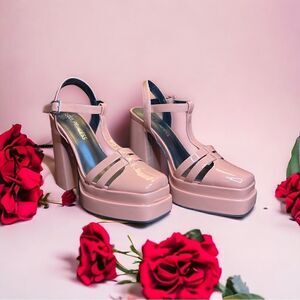 Pink Chunky Platform Heels